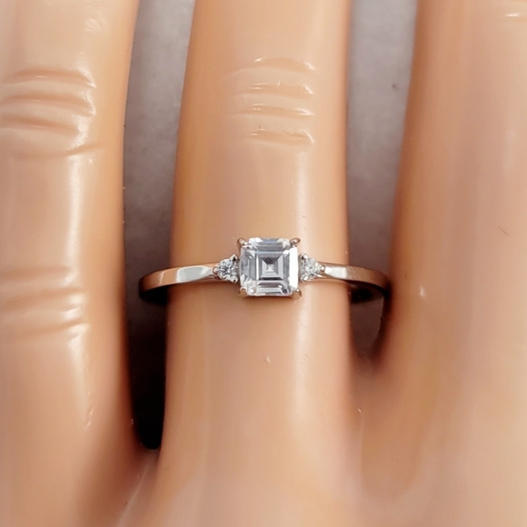 Sterling Silver Dainty Princess Cut Ring - Picture 11 of 13
